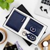 Personalized Genuine Leather Wallet Combo For Men - Blue Online
