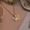 Gift Personalized Gold And Zircon Butterfly Pendant