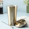 Gift Personalized Golder Tumbler and Vegan Leather Diary