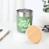 Gift Personalized Green Insulated Mug With Bamboo Lid
