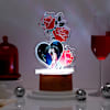 Gift Personalized Heart And Roses LED Lamp Brown Base