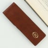 Gift Personalized Leather Pen Case with 2 Ball Pens