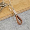 Gift Personalized Metal Keychain with Brown Leatherette Strap