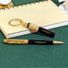 Personalized Pen and Keychain Set in Black and Gold Online