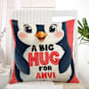 Gift Personalized Penguin Hugs Valentine Cushion