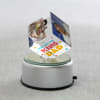 Gift Personalized Rotating Crystal Cube with LED for Dad