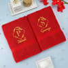 Personalized Set of 2 Poppy Red Bath Towels Online