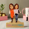 Gift Personalized Shopaholic Caricature with Wooden Stand