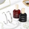 Personalized Silver Cuff Bracelet And Luxurious Perfume Raksha Bandhan Combo Online