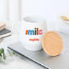 Gift Personalized Smile Ceramic Mug With Bamboo Lid