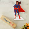 Gift Personalized Supergirl Caricature with Wooden Stand