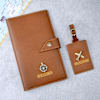 Personalized Tan Travel Wallet And Luggage Tag Combo Online