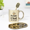 Personalized Tea Lover's Delight Gold Mug With Coaster Online