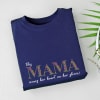 Buy Personalized This Mama Wears Her Heart On Her Sleeve T-shirt - Navy Blue