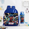 Personalized Warrior Caricature School Bag And Water Bottle Combo- Blue Online