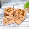 Personalized Wooden Coasters with Coaster Holder for Couples - Set of 4 Online