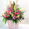 Pink and Purple bouquet in container Online
