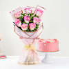 Pink Bliss Cake And Jumilia Rose Bouquet Combo Online