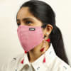 Shop Pink Cotton 3-Ply Mask with Tassels Mask Chain