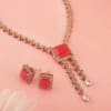 Gift Pink Stone Drop CZ Necklace Set