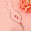 Buy Pink Stone Drop CZ Necklace Set