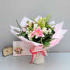 Pink white and green mixed bouquet Online