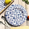 Plate - Wooden - Blue And White - Single Piece Online