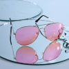 Gift Playful Pink Aviator Sunglasses In Personalized Case