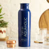 Gift Premium Enamel Coated Aquaholic Personalized Copper Bottle - Blue