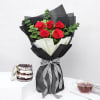 Premium Red Roses Bouquet With Jar Cake Online