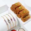 Purple Bracelet Rakhis With Milk Cake Combo Online