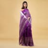 Buy Purple Hues Linen Block Print Saree
