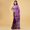 Purple Hues Linen Block Print Saree Online