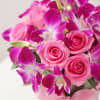 Shop Purple Orchids & Pink Roses In Round Vase