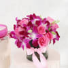 Purple Orchids & Pink Roses In Round Vase Online