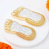 Gift Radiant Gold Silver Finish Charan Paduka For Diwali