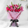 Gift Radiant Pink Hand Tied Rakhi Flowers for Sister