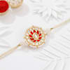 Radiant Red And White Kundan Pearl Rakhi Online