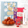 Rakhi with Sweets and Greeting Card Hamper Online