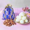 Rasgulla With Almonds In Potli For Bhai DoojCard With Rassogulla 1 Kg  & Roli Chawal Online