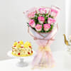 Rasmalai Burst Cake And Rose Bouquet Combo Online