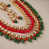 Gift Red And Green Long Necklace Set