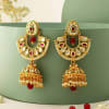 Gift Red And White Kundan Jhumka Earrings