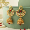 Red And White Kundan Jhumka Earrings Online