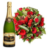 RED BOUQUET WITH A BOTTLE OF SPARKLES Online