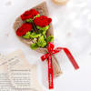Gift Red Delight Crochet Rose Bouquet And Red Velvet Cake Combo