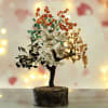 Buy Red Glass Heart Design Tea Light Holder with Colorful Stone Tree