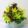 Red & Green Flowers in Basket Online