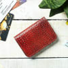 Shop Red Leather Card Holder with Croc Embossing