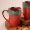 Gift Red Stoneware Set of 2 Mugs
